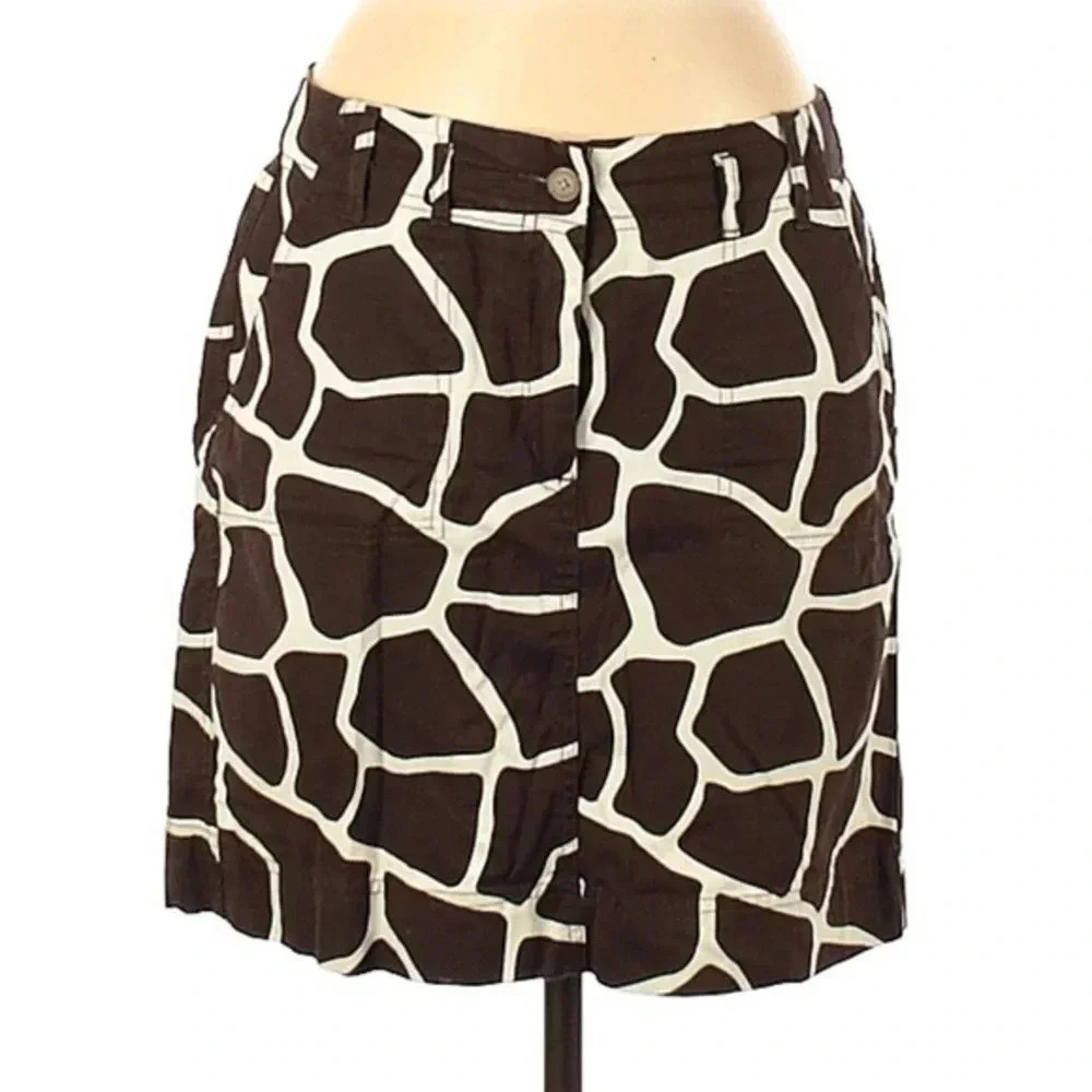 Lands’ End Y2K  Brown White Giraffe Sporty Golf Tennis Athletic Skort Size 6